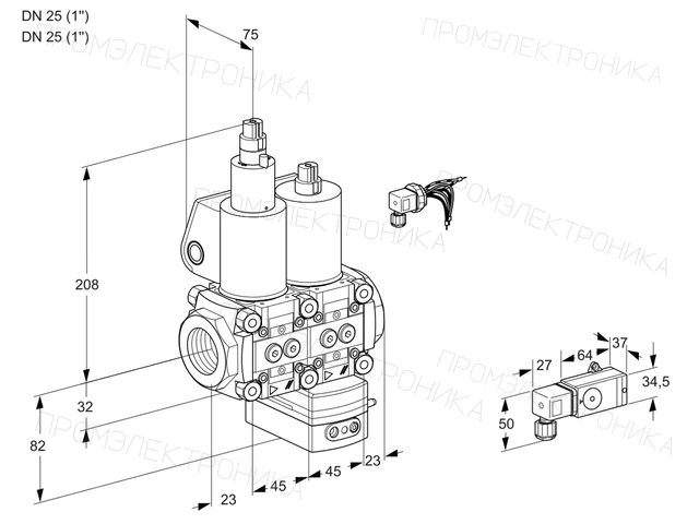 Kromschroder VCG 1E25R/25R05LGNWL/PPPP/2-PP — двойной электромагнитный газовый клапан — 88100835