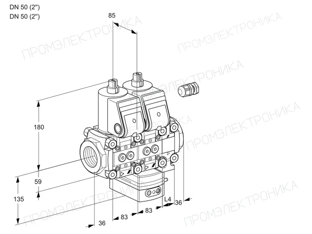 Kromschroder VCG 3E50R/50R05NGNVWR/PPPP/PPPP — двойной электромагнитный газовый клапан — 88106914