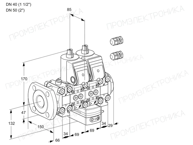 Kromschroder VCH 2E40F/50R05FNHEVWR3/PPPP/PPPP — двойной электромагнитный газовый клапан — 88101673