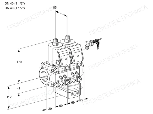 Kromschroder VCG 2E40R/40R05NGNWR/MMMM/PPPP — двойной электромагнитный газовый клапан — 88104585