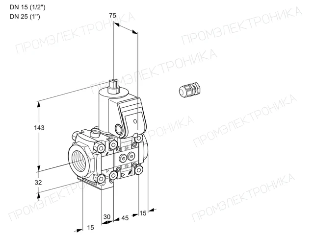 Kromschroder VAS 1E15R/25R05FNWR/PP/PP — электромагнитный газовый клапан — 88102405