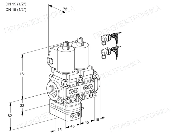 Kromschroder VCD 1E15R/15R05D-100NWSL8/PPPP/PPPP — двойной электромагнитный газовый клапан — 88103877
