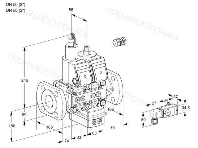 Kromschroder VCH 3E50F/50F05LHEWR/-3PP/PP-4 — двойной электромагнитный газовый клапан — 88102758