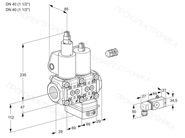 Kromschroder VCG 2E40R/40R05LGEWL/MMMM/1--3 — двойной электромагнитный газовый клапан — 88103951