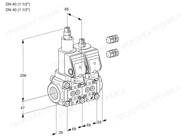 Kromschroder VCS 2E40R/40R05LNWGR3/PPPP/PPPP — двойной электромагнитный газовый клапан — 88105076