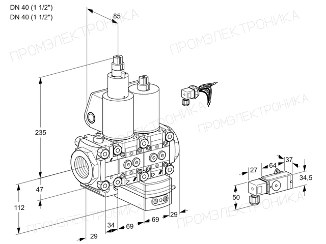 Kromschroder VCD 2E40R/40R05FLD-100WL/2-PP/PPPP — двойной электромагнитный газовый клапан — 88103728