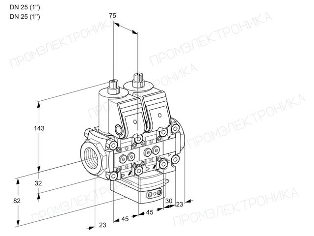 Kromschroder VCG 1T25N/25N05NGAVQR/PPPP/PPPP — двойной электромагнитный газовый клапан — 88103864