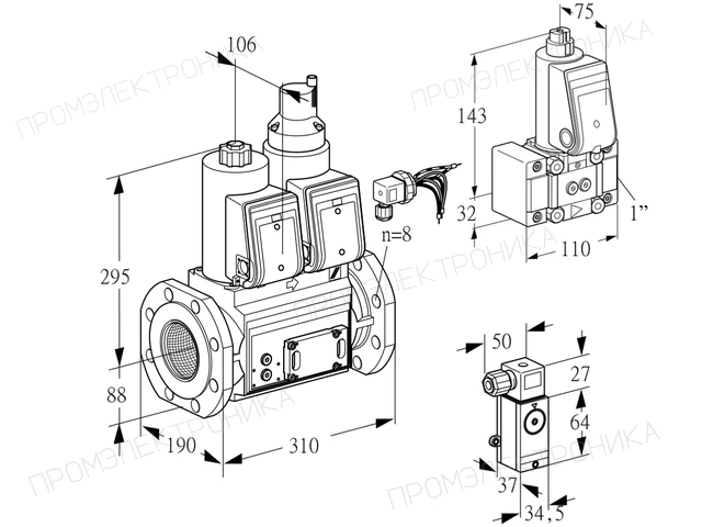 Kromschroder VCS 780F05NLWRE/PPZ-/P3PP — двойной электромагнитный газовый клапан — 88207924