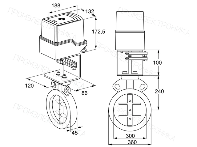 Kromschroder IDR 300Z03D100AU/50-07W7TR10 — дисковая поворотная заслонка — 88302454