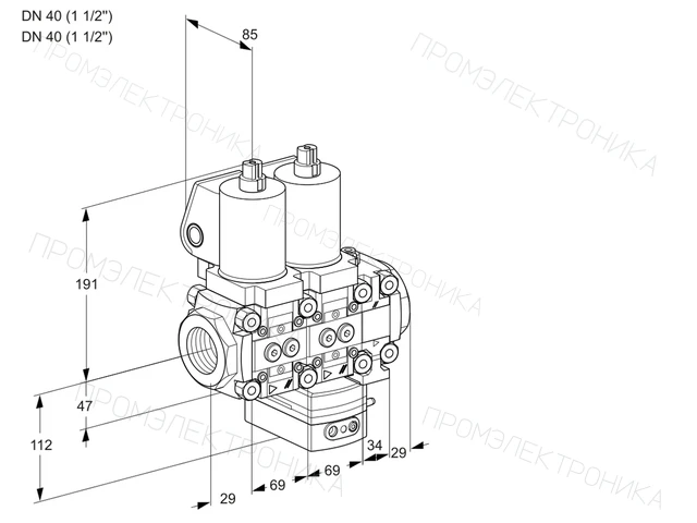 Kromschroder VCG 2T40N/40N05NGAVQGL/PPPP/PPPP — двойной электромагнитный газовый клапан — 88104978