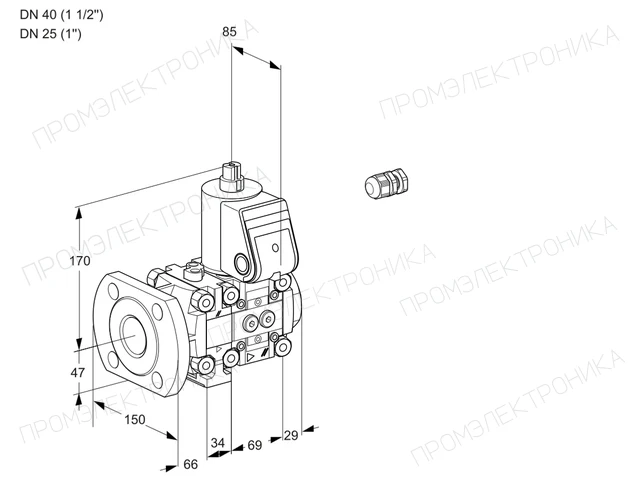 Kromschroder VAS 2E40F/25R05FNWR/PP/PP — электромагнитный газовый клапан — 88102441