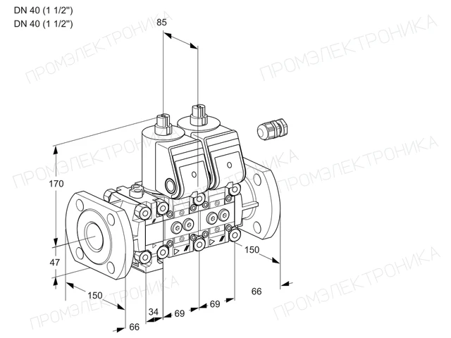 Kromschroder VCS 2E40F/40F05FNNWR/PPPP/PPPP — двойной электромагнитный газовый клапан — 88101229