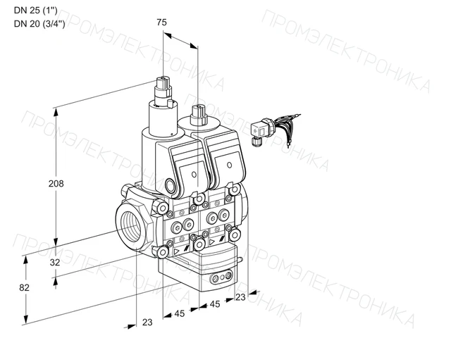 Kromschroder VCG 1E25R/20R05LGEWR/PPPP/PPPP — двойной электромагнитный газовый клапан — 88104627