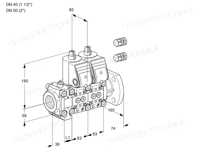Kromschroder VCS 3E40R/50F05FNNWR3/PPPP/PPPP — двойной электромагнитный газовый клапан — 88106231