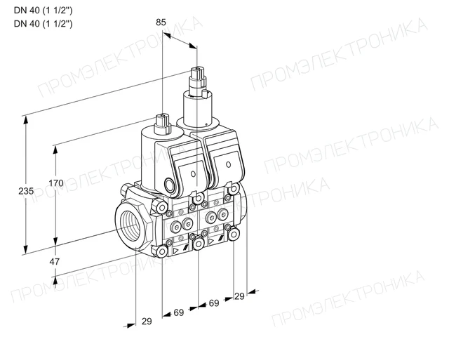 Kromschroder VCS 2T40N/40N05NLQR/PPPP/PPPP — двойной электромагнитный газовый клапан — 88100428