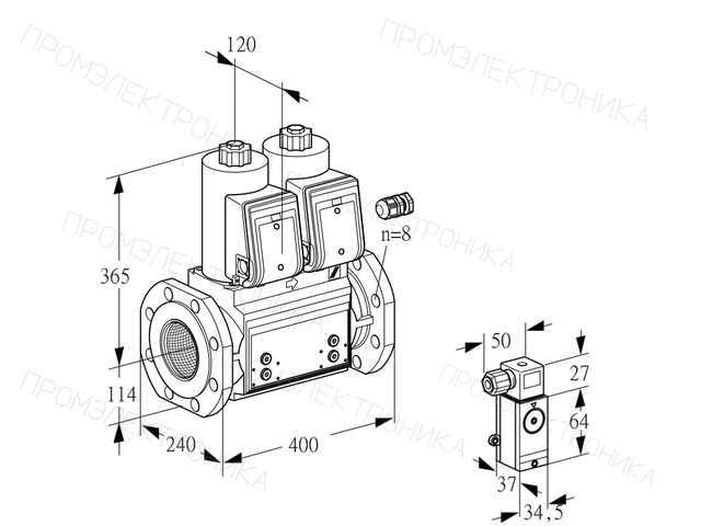 Kromschroder VCS 9125F05NNAR3B/P3PP/MMMM — двойной электромагнитный газовый клапан — 88204624