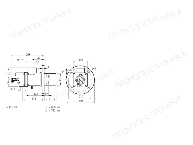 Kromschroder BIO 80HB-800/735-(16)F — промышленная газовая горелка — 84021084