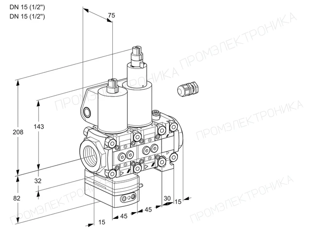 Kromschroder VCD 1E15R/15R05D-25LVWL/PPPP/PPPP — двойной электромагнитный газовый клапан — 88106872