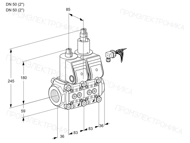 Kromschroder VCS 3E50R/50R05NLWR/PPPP/PPPP — двойной электромагнитный газовый клапан — 88103203