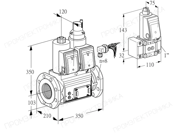 Kromschroder VCS 8100F05NLWRE/PPZ-/PPPP — двойной электромагнитный газовый клапан — 88205003