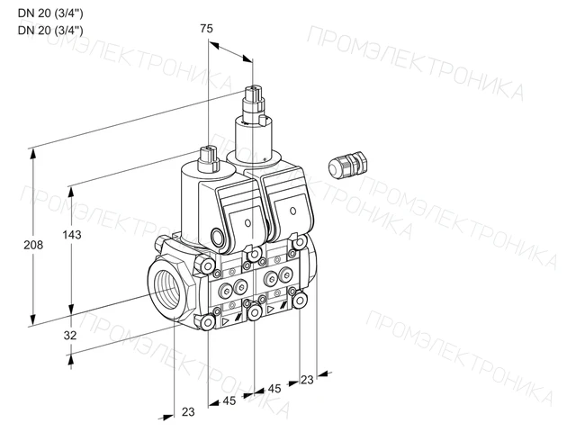 Kromschroder VCS 1E20R/20R05NLWR/PPPP/PPPP — двойной электромагнитный газовый клапан — 88100603