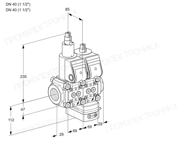 Kromschroder VCG 2T40N/40N05LGAQR/PPPP/PPPP — двойной электромагнитный газовый клапан — 88107547