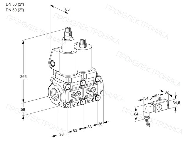 Kromschroder VCS 3T50N/50N05LNQSL/PPMM/-2PP — двойной электромагнитный газовый клапан — 88105894
