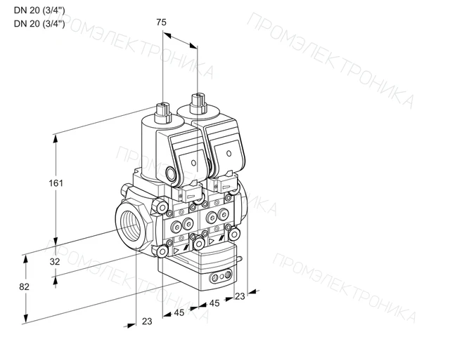 Kromschroder VCG 1T20N/20N05NGAQGR/PPPP/PPPP — двойной электромагнитный газовый клапан — 88103365