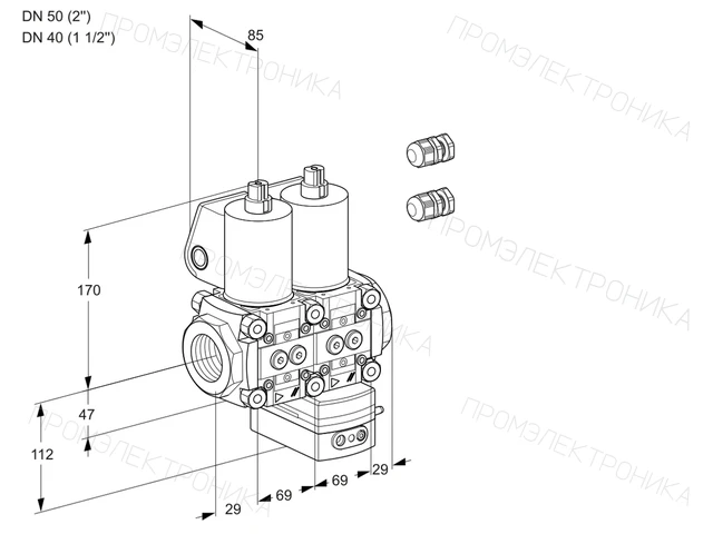 Kromschroder VCG 2E50R/40R05NGEWL3/PPPP/PPPP — двойной электромагнитный газовый клапан — 88106420