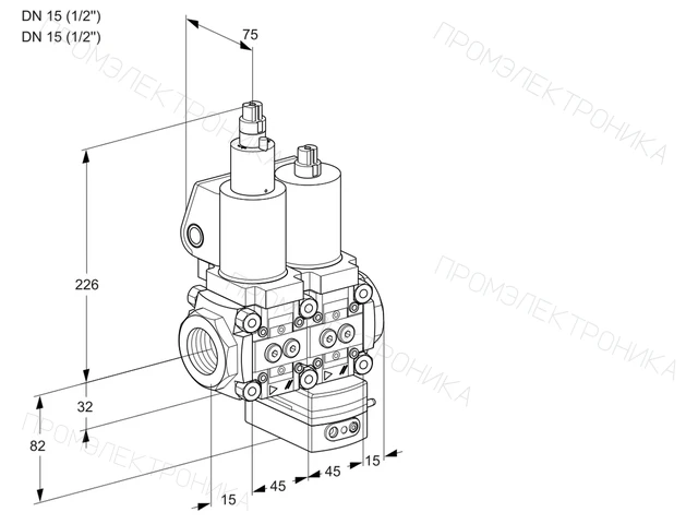 Kromschroder VCG 1T15N/15N05LGAQSL/PPPP/PPPP — двойной электромагнитный газовый клапан — 88105778