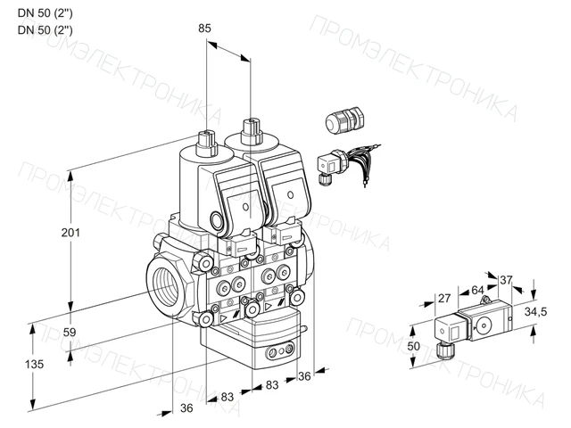 Kromschroder VCG 3E50R/50R05NGEWGR8/-3PP/-4PP — двойной электромагнитный газовый клапан — 88103907