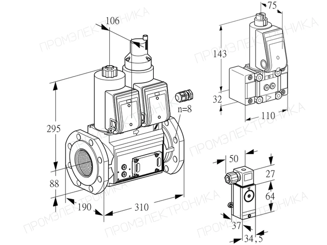 Kromschroder VCS 780F05NLWR3E/4-B-/2-P2 — двойной электромагнитный газовый клапан — 88204075