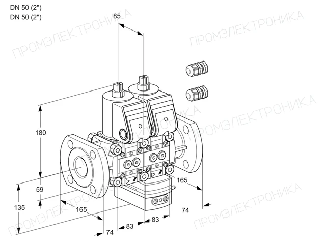 Kromschroder VCG 3E50F/50F05NGEWR3/PPPP/PPPP — двойной электромагнитный газовый клапан — 88101245