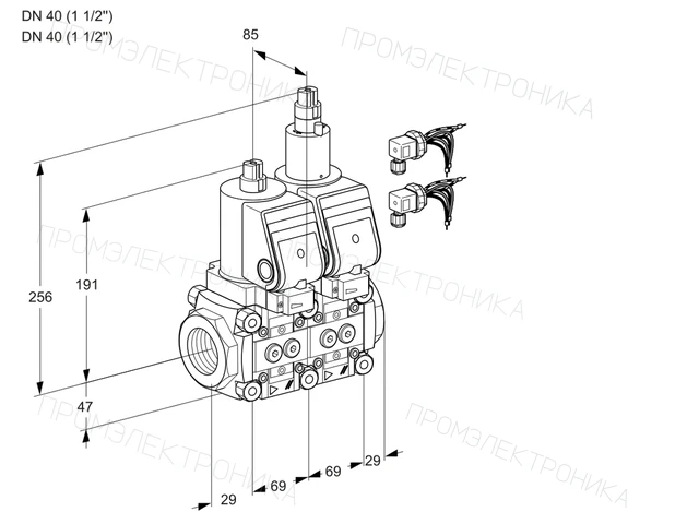 Kromschroder VCS 2E40R/40R05NLWGR8/PPPP/PPPP — двойной электромагнитный газовый клапан — 88104320