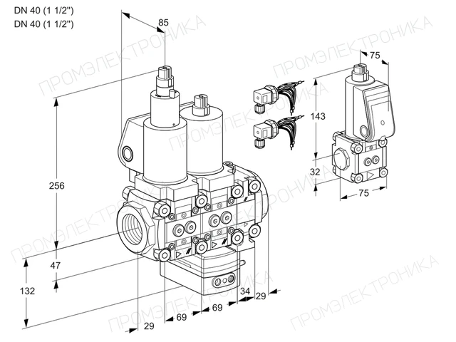 Kromschroder VCH 2E40R/40R05LHEVQSL8/PPBS/PPPP — двойной электромагнитный газовый клапан — 88103302