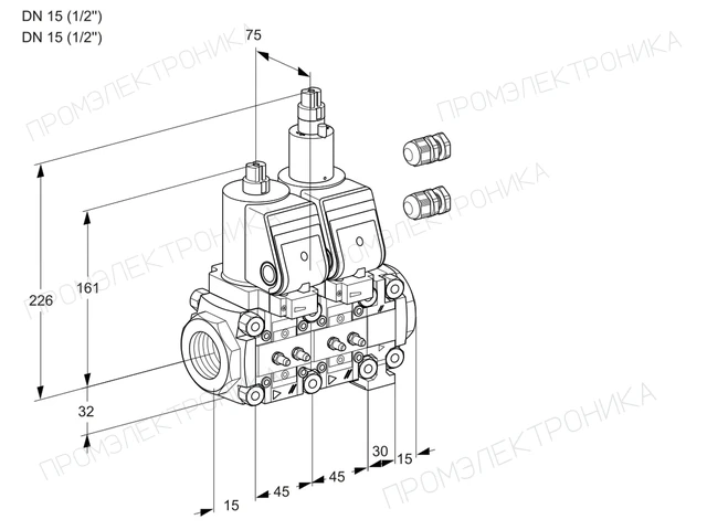 Kromschroder VCS 1E15R/15R05NLVQGR3/MMMM/PPPP — двойной электромагнитный газовый клапан — 88105775