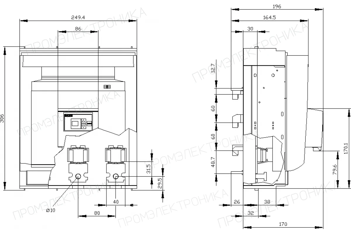 Siemens 3NP1163-1BC11 — Установка на монтажной панели