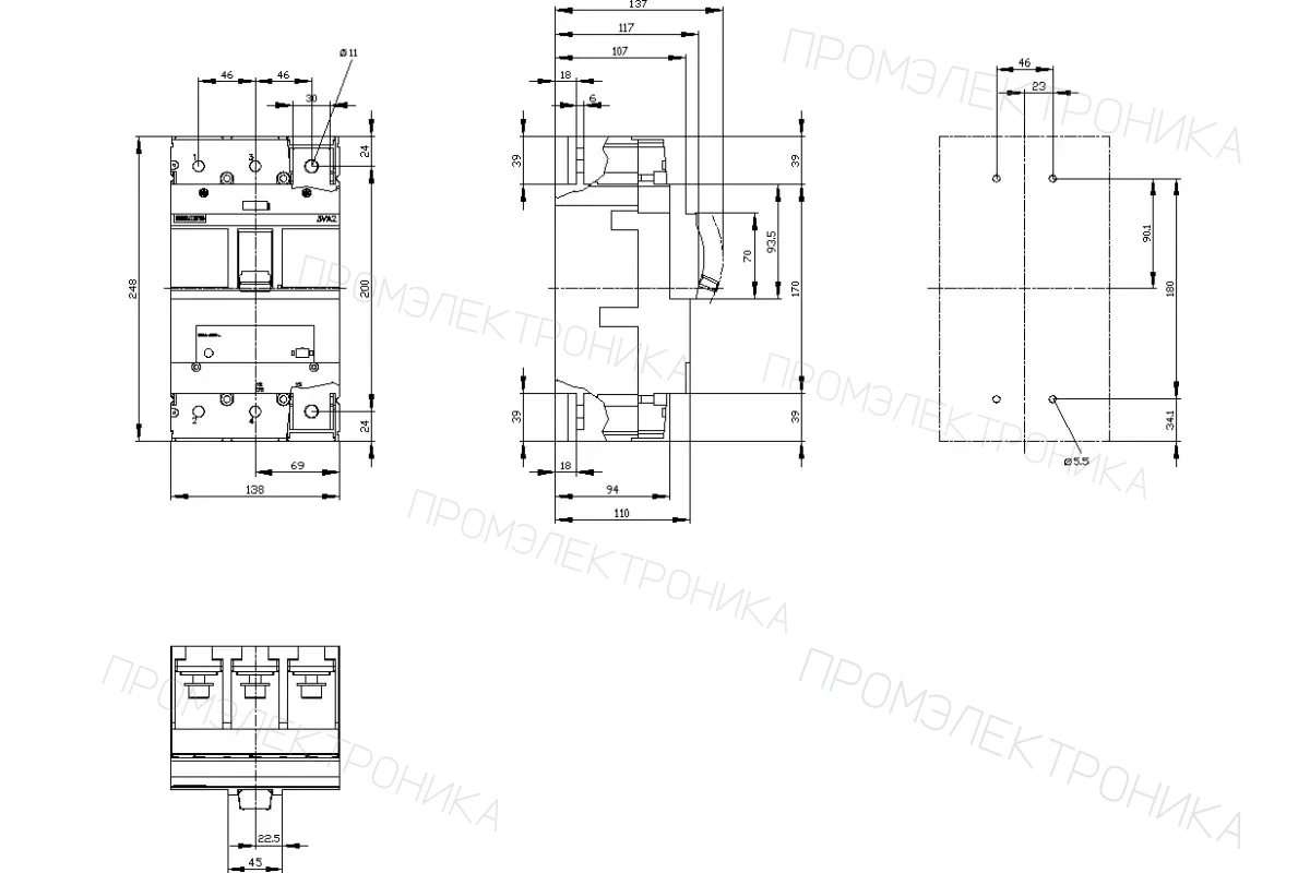 Siemens 3VA2440-5KP42-0AA0 — 3VA автоматические выключатели в литом корпусе до 250 A