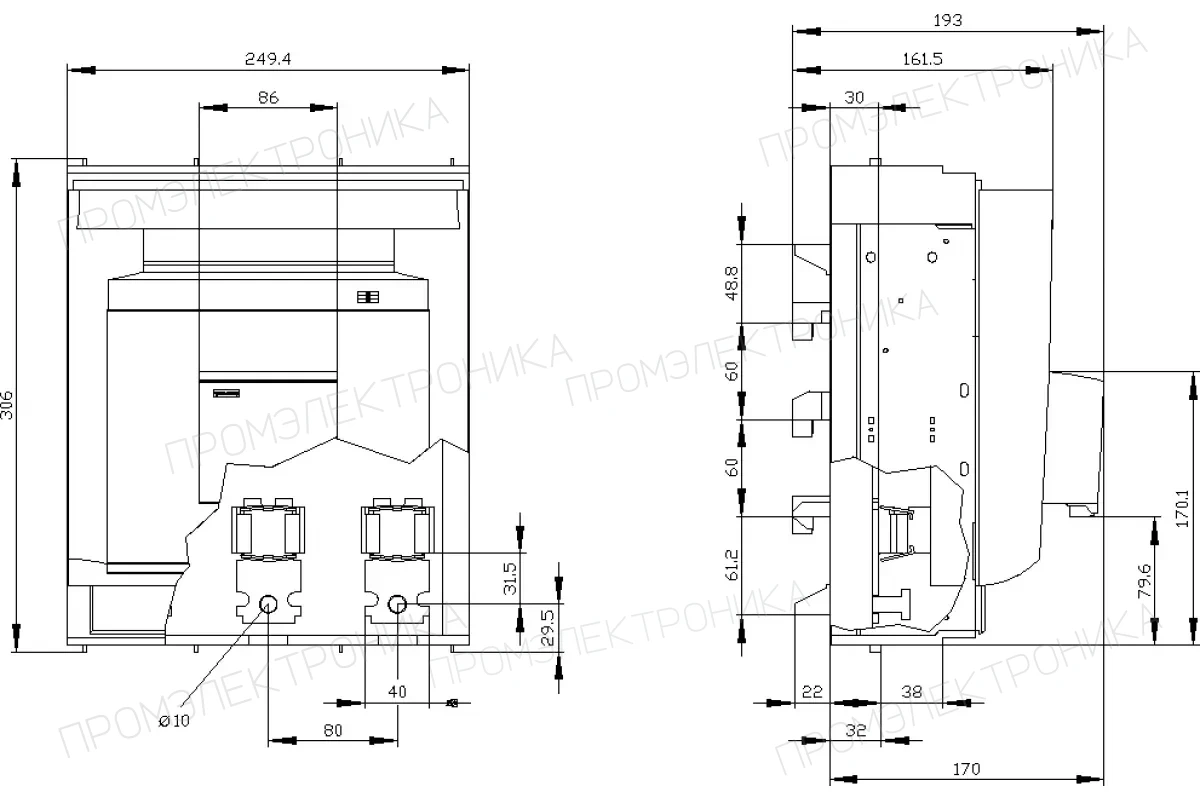Siemens 3NP1163-1JC13 — Установка на монтажной панели