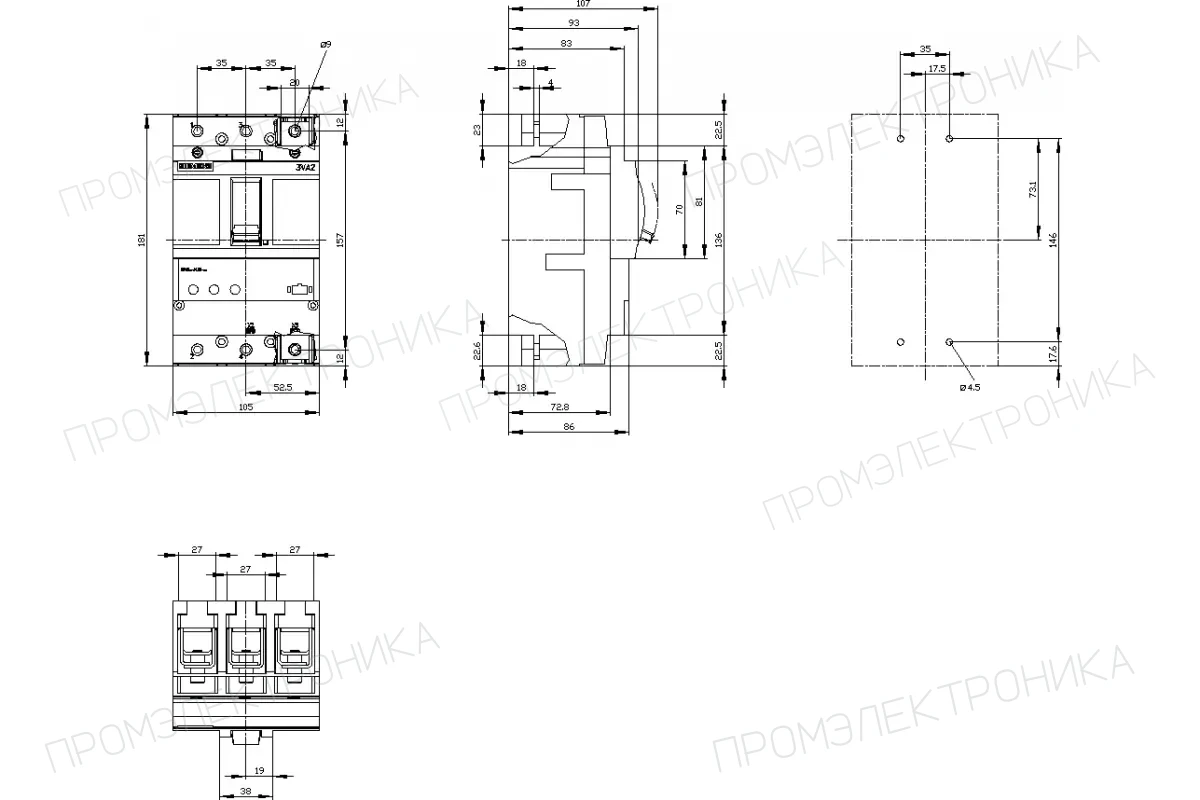 Siemens 3VA2110-5HK46-0AA0 — 3VA автоматические выключатели в литом корпусе до 250 A
