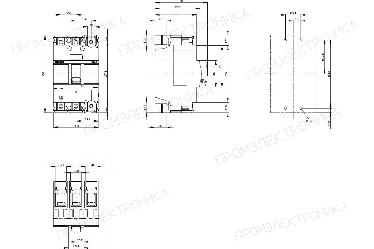 Siemens 3VA1163-5EE32-0BH0 — Выключатель в литом корпусе
