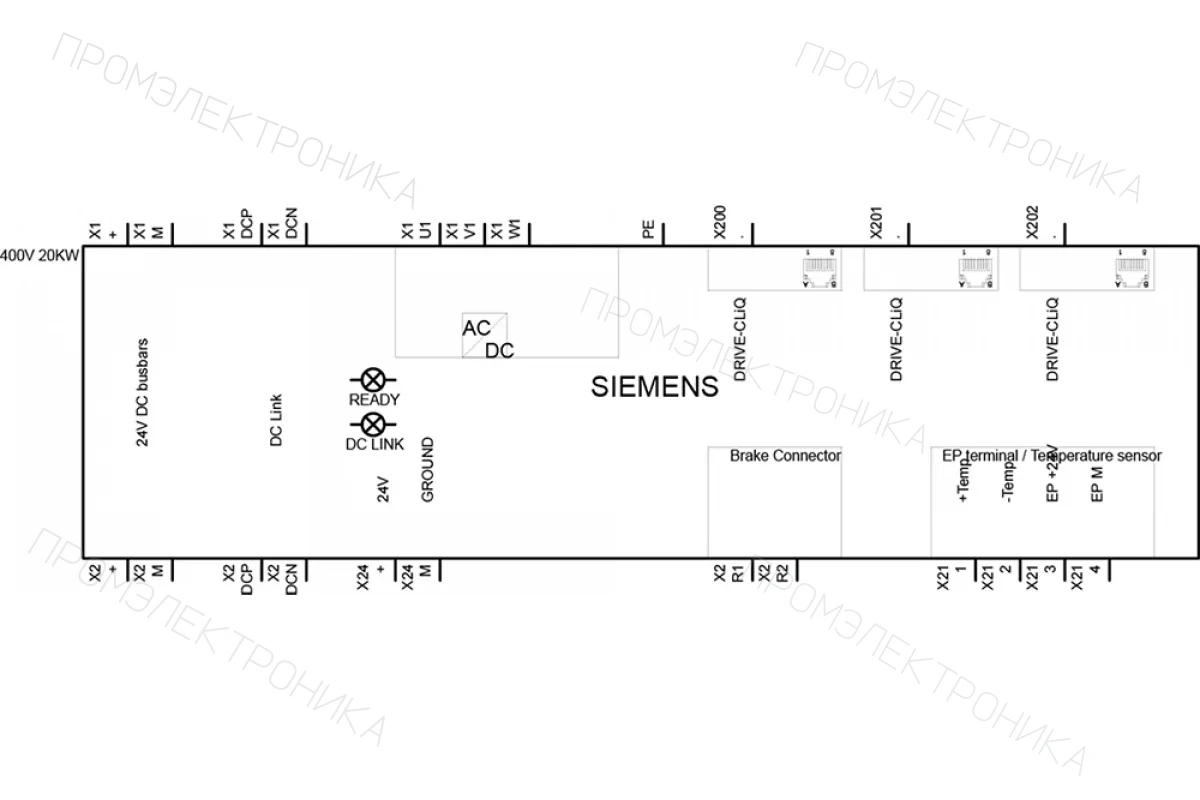 Siemens 6SL3131-7TE25-5AA3 — SINAMICS АКТИВНЫЙ БЛОК ПИТАНИЯ ВХОД