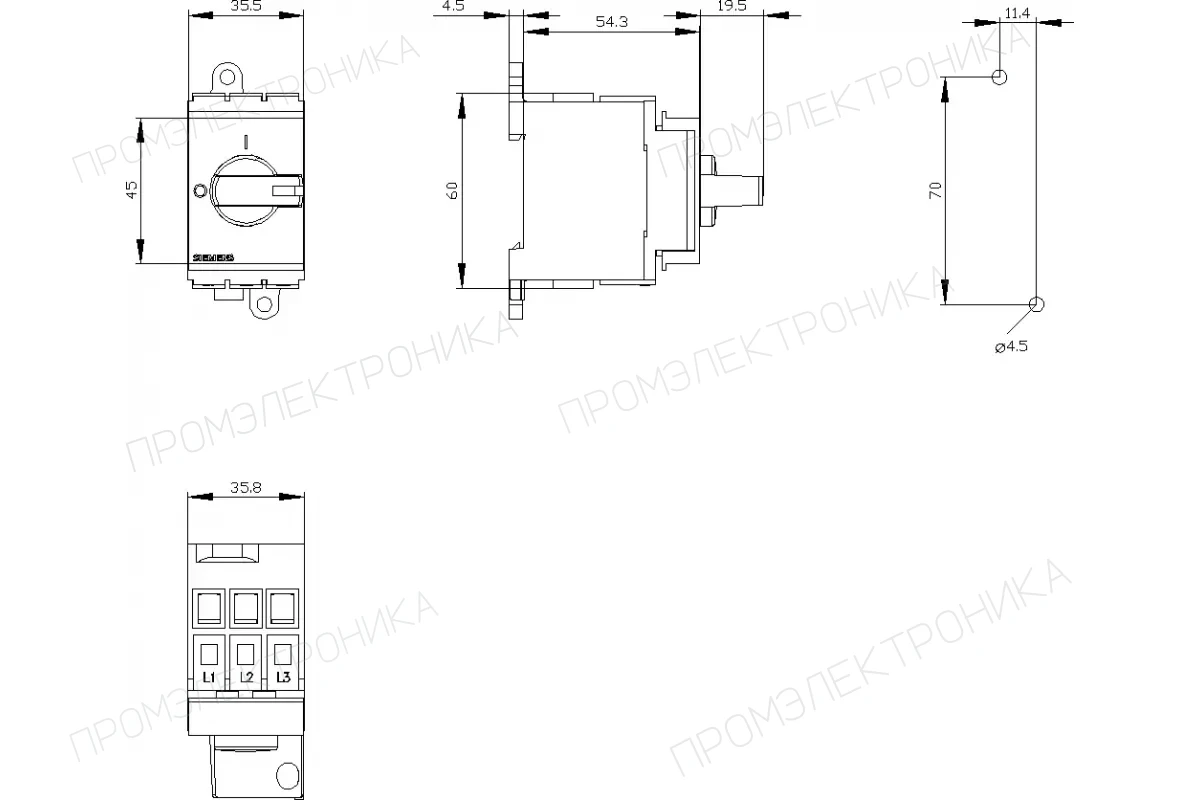 Siemens 3LD3010-1TL05 — Главный выключатель