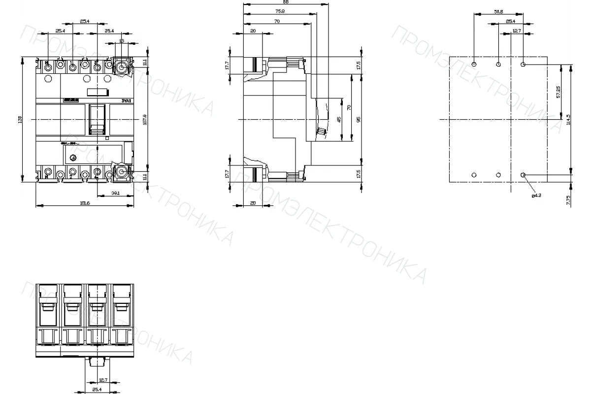 Siemens 3VA1110-3EE42-0AA0 — 3VA автоматические выключатели в литом корпусе до 250 A