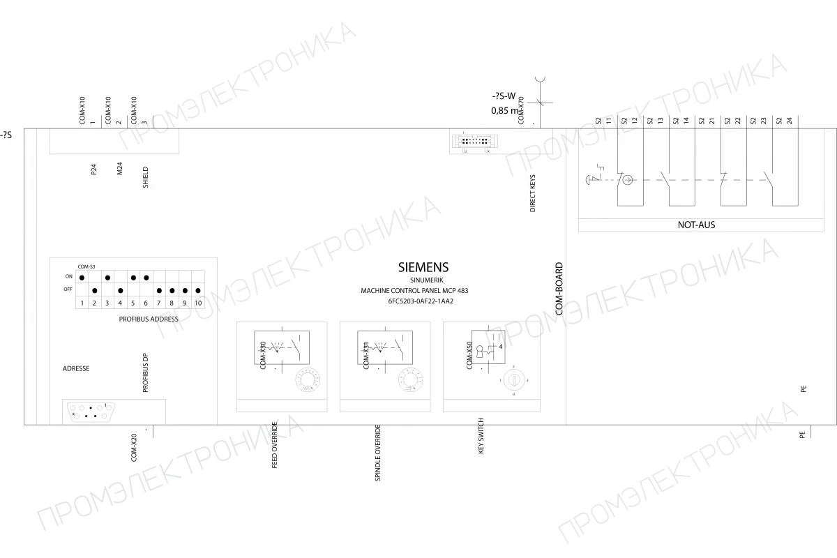 Siemens 6FC5203-0AF05-1AB1 — SINUMERIK ФРОНТАЛЬНАЯ ПАНЕЛЬ ОПЕРАТОРА OP