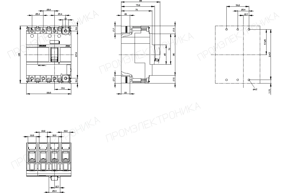 Siemens 3VA1110-3ED42-0AA0 — 3VA автоматические выключатели в литом корпусе до 250 A