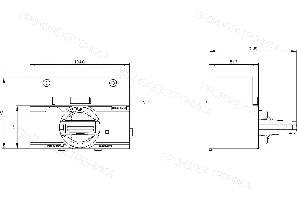 Siemens 3VA9257-0EK17 — Поворотный привод с фронтальной установкой аварийн