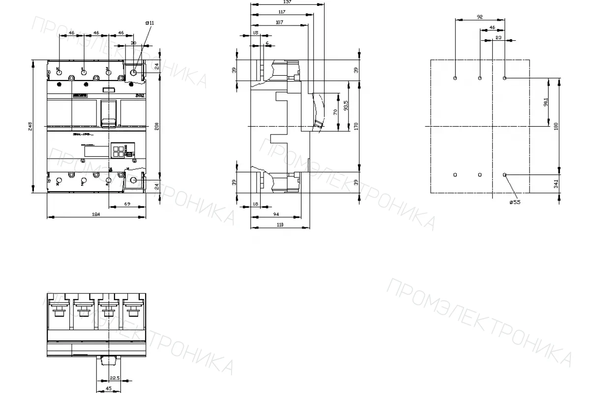Siemens 3VA2440-5KP32-0AA0 — 3VA автоматические выключатели в литом корпусе до 250 A