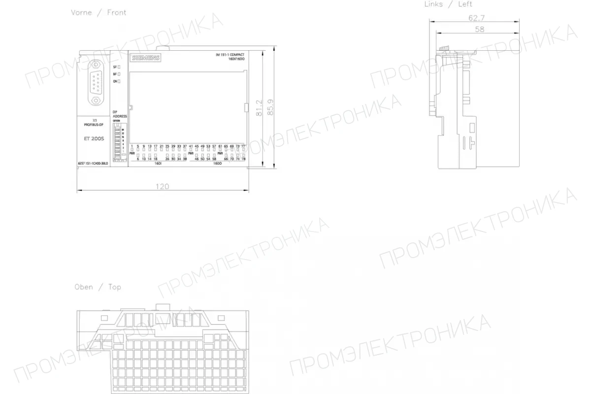 Siemens 6ES7151-1CA00-1BL0 — промышленный компонент