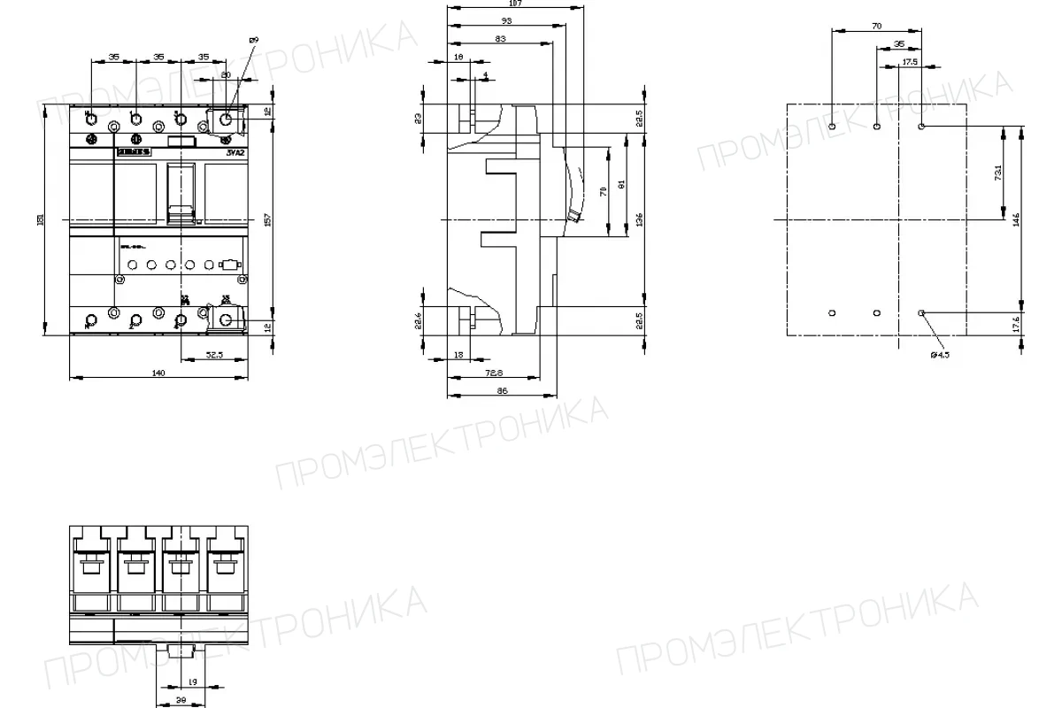 Siemens 3VA2110-5HN36-0AA0 — 3VA автоматические выключатели в литом корпусе до 250 A